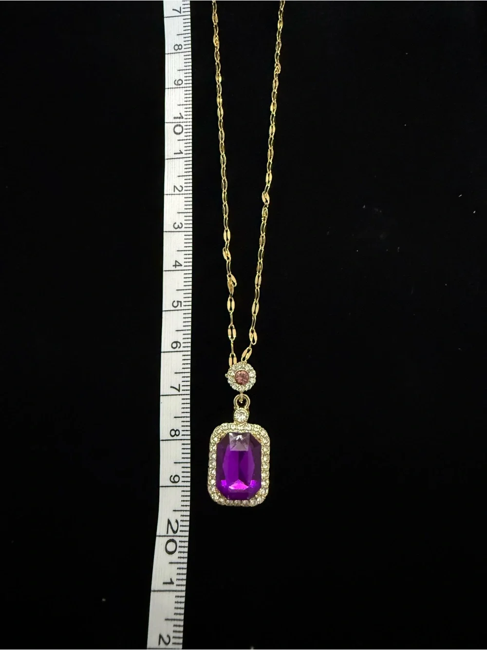Gold-Tone Necklace & Earrings Set with Purple Gemstones